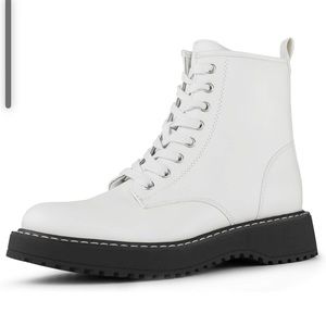 Women’s white combat boots